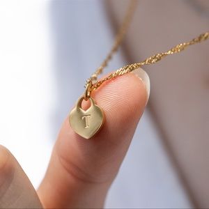 NON TARNISH “T” HEART NECKLACE 16-18in